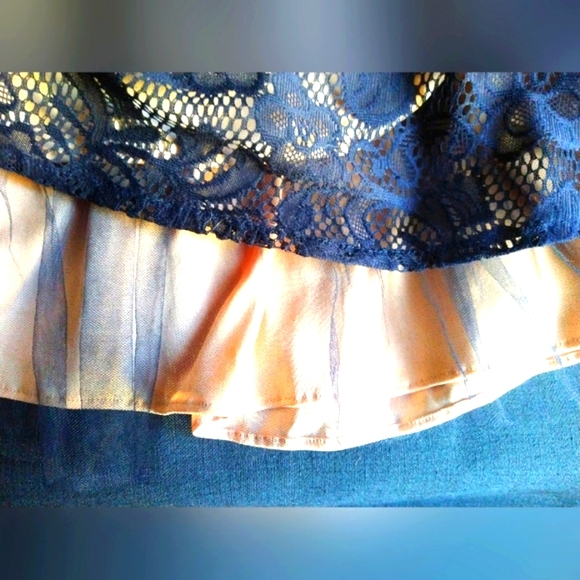 JADE WOMEN'S/MISSES SIZE LARGE DRESS DARK MIDNIGHT BLUE LACE TAN LINING NWOT - Picture 12 of 13